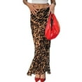 thumbnail image 2 of Women'S Leopard Maxi Skirt Mesh See Through Low Waist Y2K Bodycon Skirts Leopard XL, 2 of 9