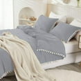 thumbnail image 5 of DNG Luxury 5 Piece Pom Pom Plain Pattern Comforter Set, 800 Thread Count, 100% Egyptian Cotton, White Vintage Pom-Pom Fringe Super Soft (Twin/Twin XL Size Silver Color), 5 of 9