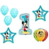 DalvayDelights Mickey Mouse 1st #1 First Birthday Blue Polka Dots 10 Piece Mylar & Latex Balloons Set - Plus Free Balloon Ribbon!