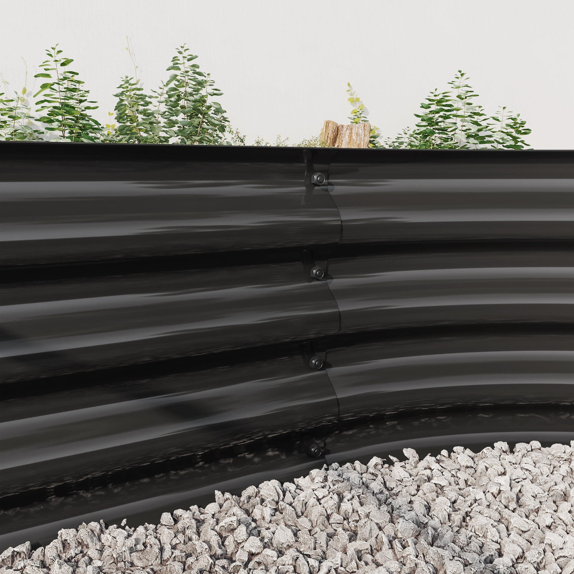 Raised Garden Bed Outdoor, Oval Large Metal Raised Planter Bed for for Plants, Vegetables, Flowers - Black