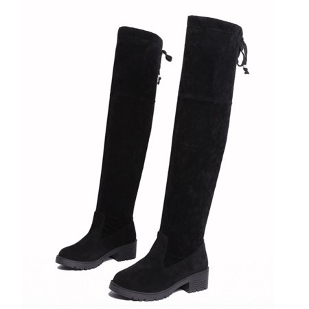 

Women Winter Over Knee Boots Fashion Warm Flat Heels Thigh High Long Shoes 39