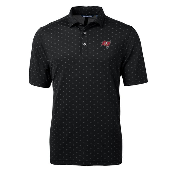 Men's Cutter & Buck Black Tampa Bay Buccaneers Virtue Eco Pique Tile Print Polo