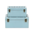 thumbnail image 4 of Tessera Set of 2 Distressed Mirrored Wood Boxes - Blue, 4 of 7