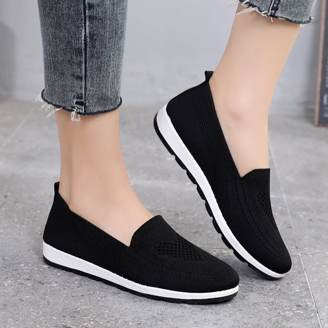 XIAQUJ Chaussures de Sport en Maille pour Femmes, Respirantes, Mode, Noires 7.5(38)