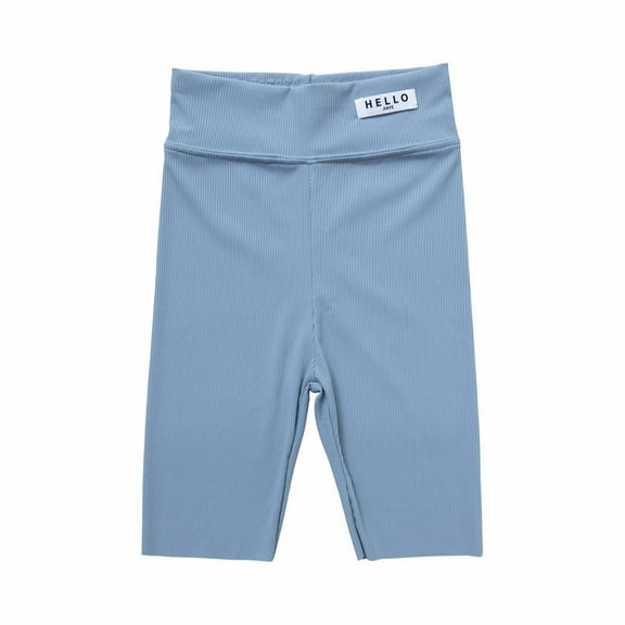 Odeerbi 2-7Y Toddler Girls Bike Shorts High Stretch Dance Yoga Shorts Solid Color Cartwheel Shorts Summer Safety Under Dress Shorts Kids Skinny Sports Shorts Bottom Pants Blue