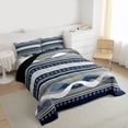 thumbnail image 4 of Feelyou Abstract Lines Blue Bedding Comforter Set for Men, Modern Art Striped Twin Comforter Sets, Chic Contemporary Aesthetic Reversible Bedding Set, Breathable Home Decor, 2 Pieces, 4 of 9