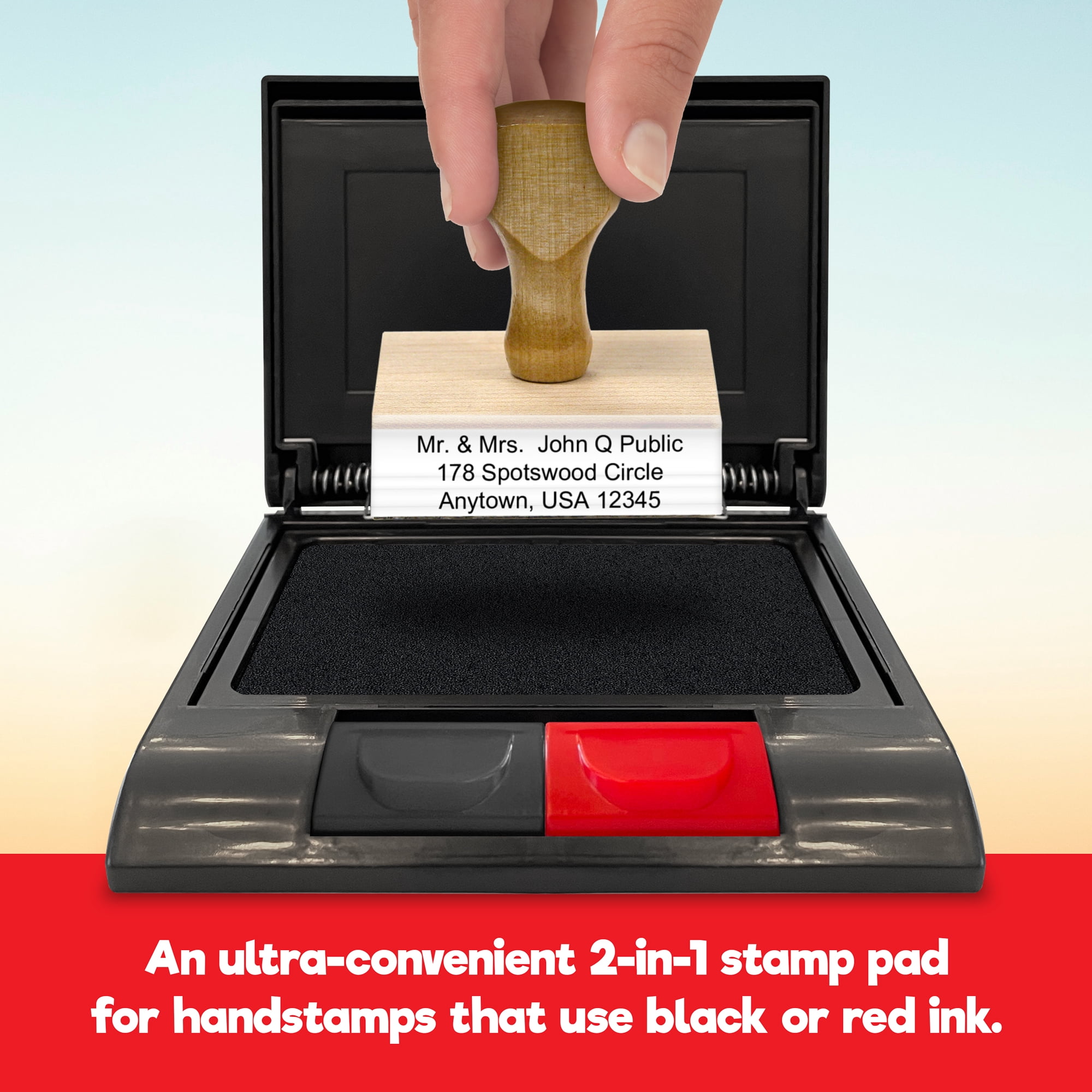 Stamp-Ever Traditional Felt Stamp Pads, Red, Black, with Ink Refills