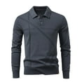 thumbnail image 3 of RongHuan Men's Long Sleeve Shirt Fashion Stripe Lapel Tshirt Spring Soild Color Shirts Button Up Tops for Men, 3 of 10