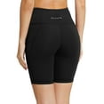 thumbnail image 4 of BALEAF Biker Shorts Women Yoga Gym Workout Spandex Athletic Running Volleyball Tummy Control Compression with Pockets 8" Black Size S, 4 of 7