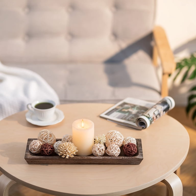 Hanobe Decorative Wooden Tray for Candle Centerpiece photo 2
