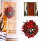 thumbnail image 2 of Grandes coronas navideñas artificiales para puerta de entrada, coronas navideñas con lazo, lámpara de aceite LED a batería, guirnaldas de invierno, bolas navideñas de césped artificial de frutos, 2 of 6