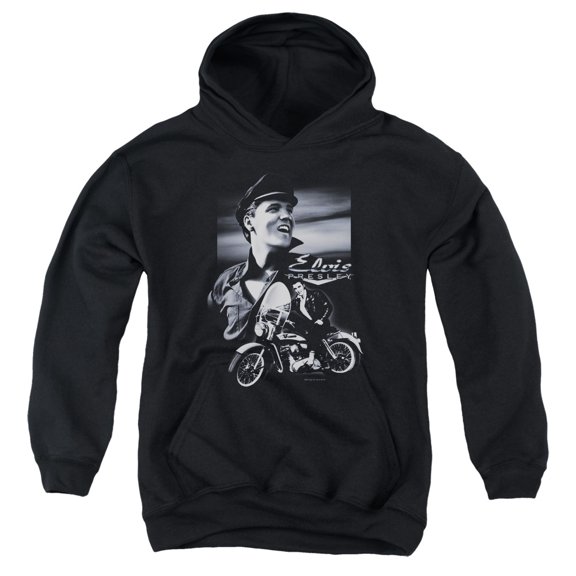 Elvis Presley Motorcycle Youth Pullover Hoodie Sweatshirt Black
