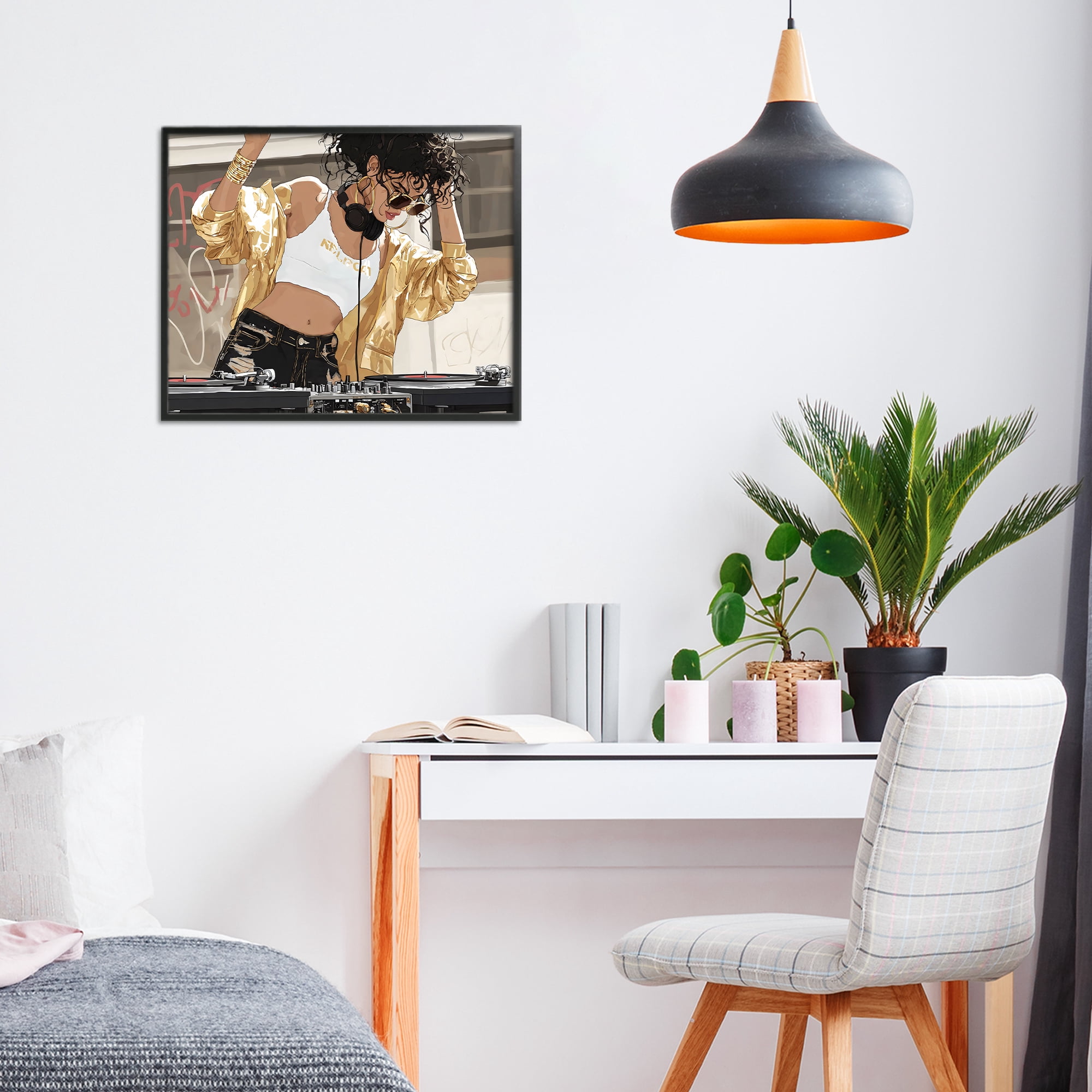 Stupell Industries Gold Accented DJ Black Framed Giclee Art, design by Franklyn Gregory