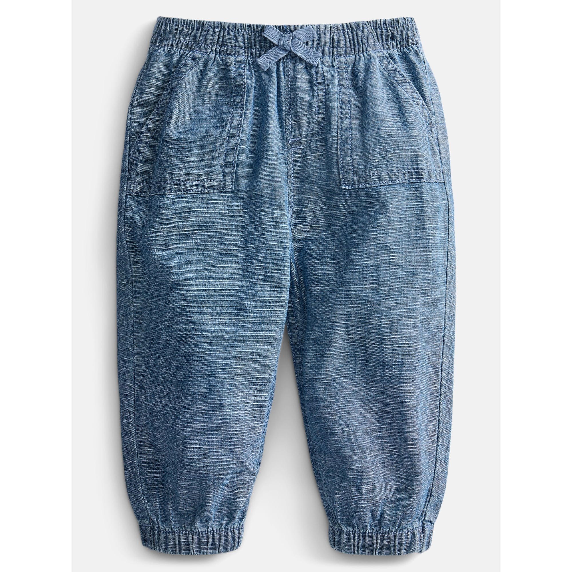 Wonder Nation Baby Girls Chambray Joggers, Sizes 0-24 Months