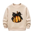 thumbnail image 1 of Chandail à Capuchon Fille Hiver Chaud Manches Longues Col Rond Chandail en Molleton Décontracté Halloween Nœud Citrouille Enfants Épais Confortable, 1 of 7
