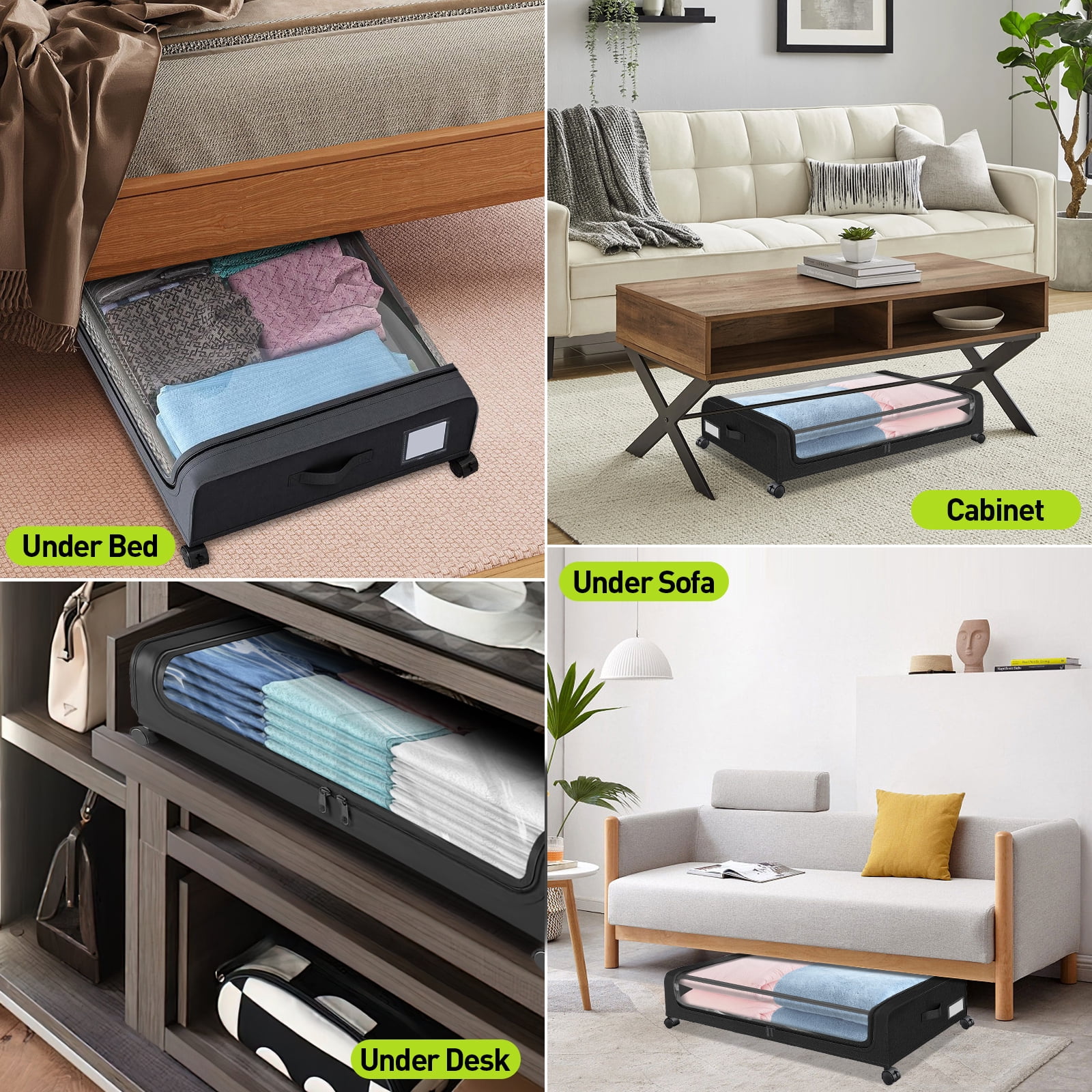 Under Bed Storage with Wheels, 2 pack Under Bed Storage Containers Closet Organizer, Large Capacity Drawer Shoes Storage for Clothes,Blankets,Toys,Bedding