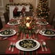 thumbnail image 4 of 20 platos de papel ovalados para Año Nuevo | Vajilla desechable para fiestas en negro y dorado | 2 tamaños para postres y pasteles | Artículos para celebraciones navideñas, 4 of 5