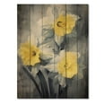 thumbnail image 3 of Designart "Nature s Impression of Daffodils in Yellow and Grey Tones I" Floral Print on Natural Pine Wood, 3 of 5