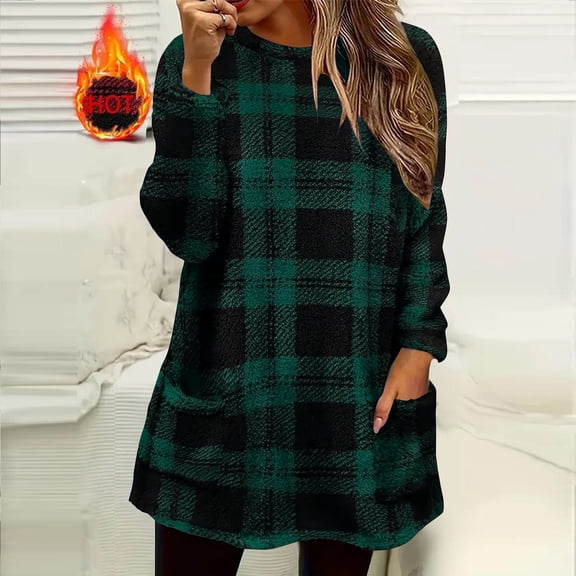 Elvqul Womens Fleece Jacket Thermal Outerwear Sweaters Warm Plaid Coat for Women