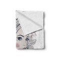 thumbnail image 2 of Floral Soft Flannel Fleece Throw Blanket, Portrait of a Woman with Flowers on Her Hair and Butterflies Pattern, Cozy Plush for Indoor and Outdoor Use, 60" x 80", Pearl and White, by Ambesonne, 2 of 6