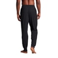 thumbnail image 4 of Men's Solid Color Pajama Pants with Pockets & Drawstring - Cuffed Jogger Sleep Bottoms for Men, Elastic Waist Soft Lightweight Lounge Homewear Black L, 4 of 9