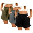 thumbnail image 2 of GERsome Summer Shorts for Women Sweat Shorts with Pockets Elastic Waist Workout Lounge Shorts Pure Color Beach Shorts Pack of 3 S-XXL, 2 of 3
