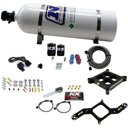 Nitrous Express 4150 SINGLE ENTRY CROSSBAR PLATE SYSTEM, RNC (250-850HP) W/15LB BOTTLE 63840-15