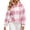 Pink, variant on Women's Plaid Fleece Pullover Half Zip Sweatshirt Fuzzy Winter Top with Pockets
