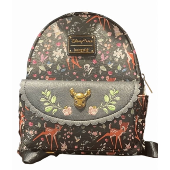 Disney Loungefly Bambi Mini Backpack 2025 Forest Friends Print Black
