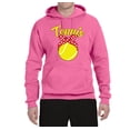 thumbnail image 2 of Wild Bobby, Tennis Mom Cute Bow Ribbon Tennis Ball, Mother's Day, Unisex Graphic Hoodie Sweatshirt, Neon Pink, Small, 2 of 3
