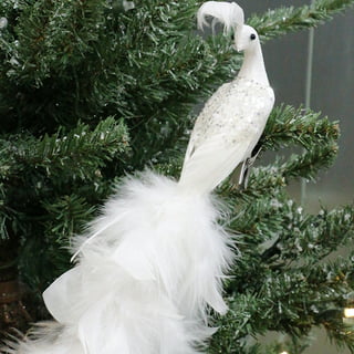 Peacock Bird Christmas Tree Ornament, Porcelain, Rustic Wildlife  Decorations 