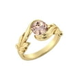thumbnail image 2 of 14K Yellow Gold 1.00 CT natural peach/pink VS Morganite Ring Flower Leaves Leaf, 2 of 4