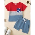 thumbnail image 3 of Infant Baby Boys Summer Clothes Solid Color Short Sleeve T-Shirt and Drawstring Shorts Set 2Pcs Toddler Outfits, 3 of 10