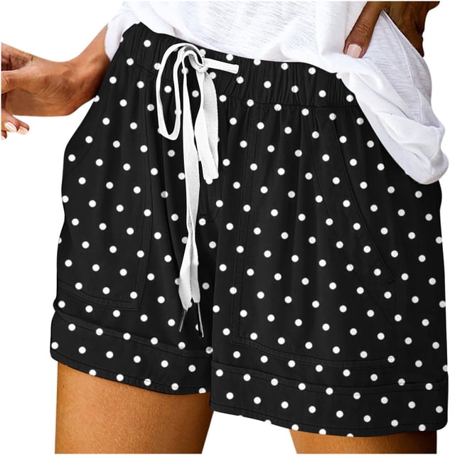 Mujeres Pantalones Cortos Casual Cordón Vendaje Estampado Cintura Elástica con Bolsillos, Sueltos Y Cómodos Pantalones Cortos de Verano para Mujeres