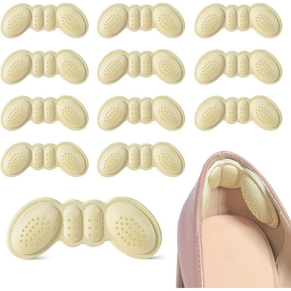 6 Pairs Shoe Heel Pads for Shoes Too Big, Beige Back of Heel Cushion Inserts, Shoe Heel Inserts for Loose Shoes (Beige)
