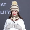 thumbnail image 4 of HESHENG Fleece Lined Women Beanie Knit Hat, Winter Scarf Mask Set, Girls Warm Hat Earmuffs Cap with Pom Scarf Glove 4Pcs Set, Beige, 4 of 4