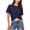 1Navy, variant on Summer Cropped Top for Women Twist Front Tee T-Shirt Backless Tops Round Neck Short Sleeve T Shirt Fashion Sexy Blouse Slim Fit Crop Shirts Lightweight Casual Tees