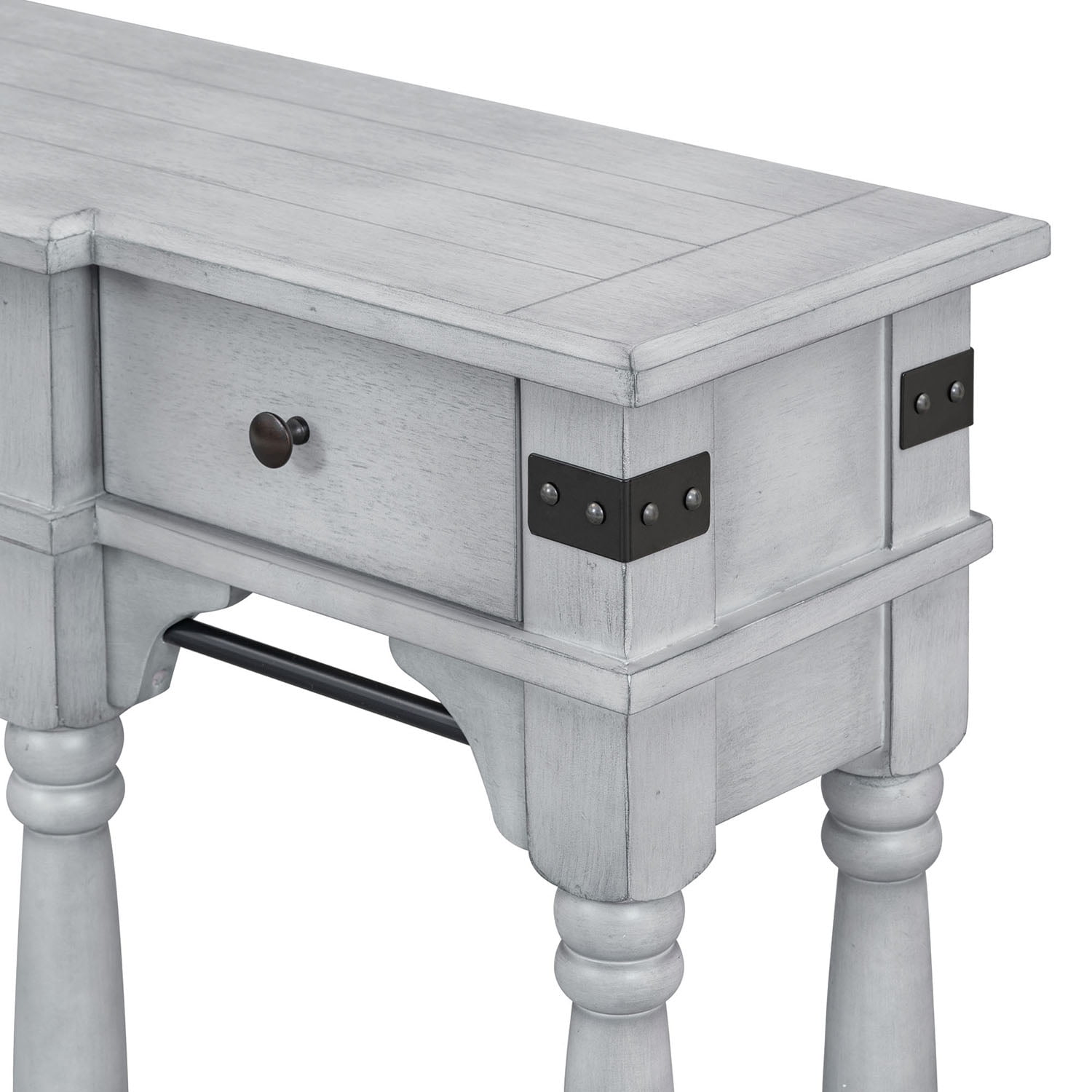 Kepooman 60" Narrow Sofa Entryway Table, Console Table with Storage Drawers and Bottom Shelf for Living Room, Antique Gray Kepooman 60" Narrow Sofa Entryway Table, Console Table with Storage Drawers and Bottom Shelf for Living Room, Antique Gray