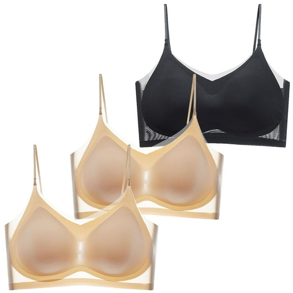 Seductiva Womens Seamless Wireless Supportive Bra Strapless Women's Bras Ice Comfortable Thin Soft Bra the Transparent Back T Shirt Bra T-Shirt Bras Available 3PC
