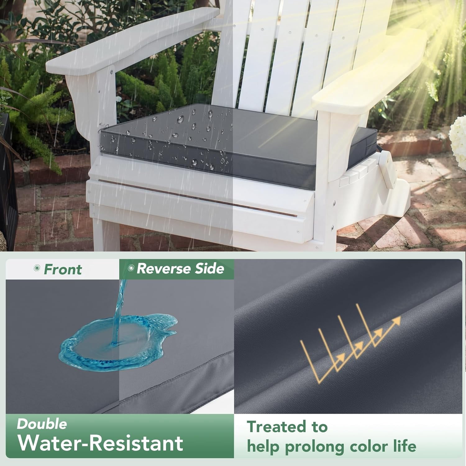 Outdoor Chair Cushions Set of 4: Waterproof & Fade Resistant Seat Cushion for Patio Furniture - 18.5 x 16 x 2 Inch Chair Pads with Ties and Hidden Zipper - Patio Chair Cushion Replacement, Dark Grey