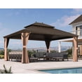 thumbnail image 3 of PURPLE LEAF 14 X 16 Outdoor Hardtop Gazebo Wide Aluminum Frame Metal Double Roof Heavy Duty Netting and Curtains Permanent Hard Top Pavilion Patio Khaki, 3 of 9
