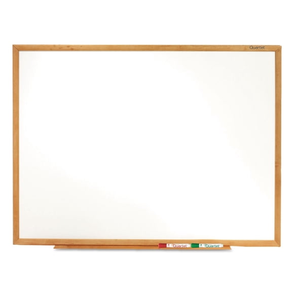 Quartet Whiteboard, Non-Magnetic Dry Erase White Board, 3' x 2', Total Erase, Oak Finish Frame (S573)