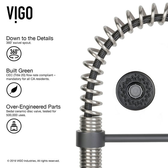 Vigo Edison Stainless Steel Pull Down Spray Kitchen Faucet