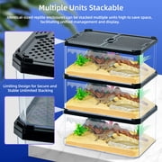 Escape-Resistant Reptile & Insect Habitat Crystal View Tank with Magnetic Locks, Advanced Ventilation for Cricket,Frog, Tarantula Enclosure, Lizard Cage & Hermit Crab Kit