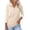 #1 Beige, variant on Women's V Neck 3/4 Sleeve T Shirt Solid Color Casual Basic Tops Purple Half Zipped Autumn Tees Size XL