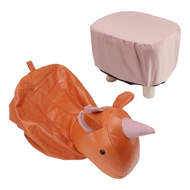 Small Footstool, Cute Animal Ottoman Foot Rest With Anti Slip Silent Pads, Bedside Step Stool Padded Footstool, Wooden Frame And Legs, Elastic Sponge Cushion For Livingroom Bedroom