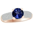 thumbnail image 2 of AFFY Simulated Blue Tanzanite & White Natural Diamond Engagement Wedding Ring In 14k Rose Gold (1.96 cttw)With Ring Size:-11, 2 of 2