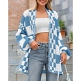 thumbnail image 3 of FUNING Casual Cardigan Sweater for Women Fall 2025 Long Sleeve Open Front Chunky Knit Sweaters Checkered Outwear Coat, 3 of 6