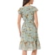 thumbnail image 3 of Vestido Midi de Invitada de Boda para Mujer INSPIRE CHIC con Cuello Cuadrado, Mangas de Volante y Estampado Floral en Verde Guisante Talla M, 3 of 5
