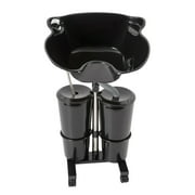 Salon Shampoo Bowl,3.44-4.59ft Height Adjustable Shampoo Unit with Electric Pump and 11" Deep Basin Black